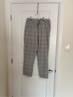 Zara Gray Plaid Drawstring Chinos